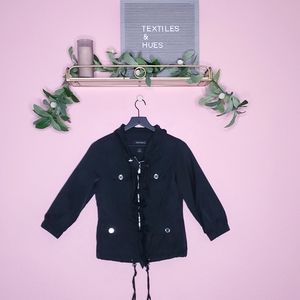 White House Black Market Smocked Ruffle Trim Jacket